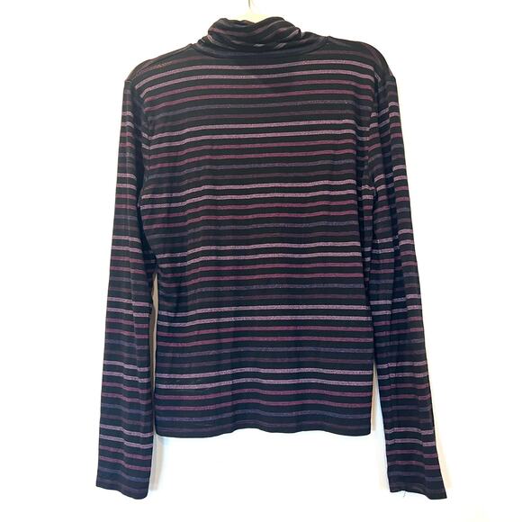 Veronica Beard Audrey Striped Knit Metallic Turtleneck Large Black Pink Purple - Picture 4 of 9